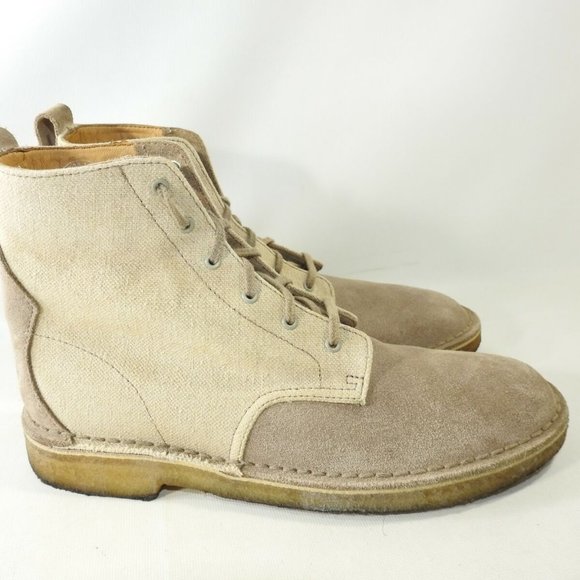 Clarks Size 8 M Gray Tan Canvas Boots Mens R2 B17 main image 7